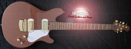 MUSIC MAN Valentine – Pink Champagne Sparkle – Roasted Figured Maple – Incl. Music Man Case