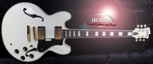 FGN Masterfield Semiakustik-Gitarre, Antique White, HH Pickups, inkl. Koffer